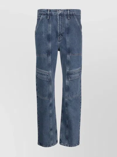 Agolde High-waisted Organic Cotton Cargo Trousers In Blue
