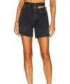 Agolde High Waisted Premium Denim Shorts In Black