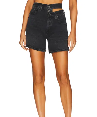 Agolde High Waisted Premium Denim Shorts In Black