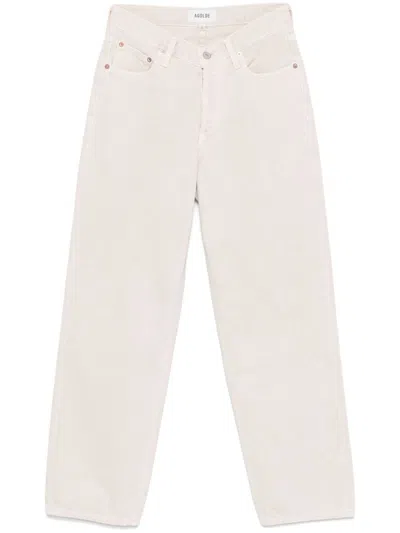 Agolde High-waisted Relaxed Straight-leg Jeans With Timeless Appeal In Beige