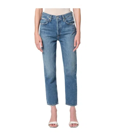 Agolde High Waisted Straight-leg Jeans In Blue