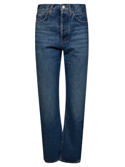 Agolde High-waisted Straight-leg Jeans With Faded Finish In Blue