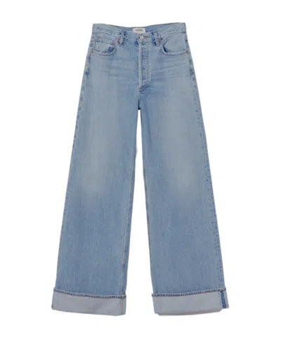 Agolde Dame Wide Leg Jeans In Blue