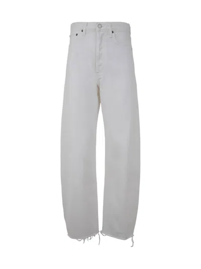 Agolde High Waisted Wide Leg Jeans In White