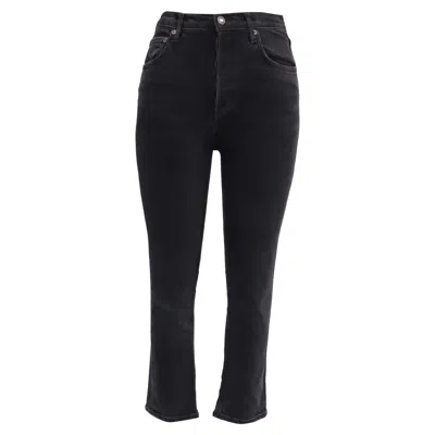 Pre-owned Agolde High-rise Kick Flare Cropped Jeans In Black Cotton