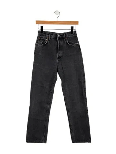 Pre-owned Agolde High-rise Straight Leg Jeans In Black