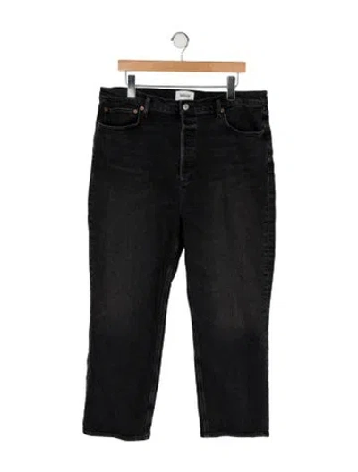 Pre-owned Agolde High-rise Straight Leg Jeans In Black