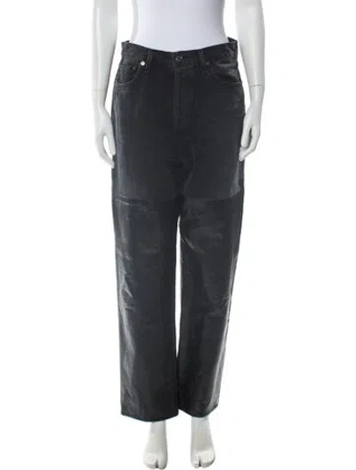 Pre-owned Agolde High-rise Straight Leg Jeans In Black