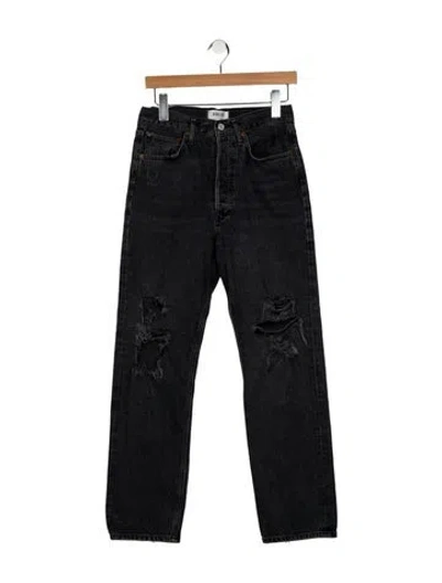 Pre-owned Agolde High-rise Straight Leg Jeans In Black