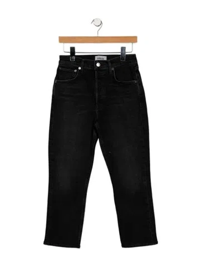 Pre-owned Agolde High-rise Straight Leg Jeans In Black