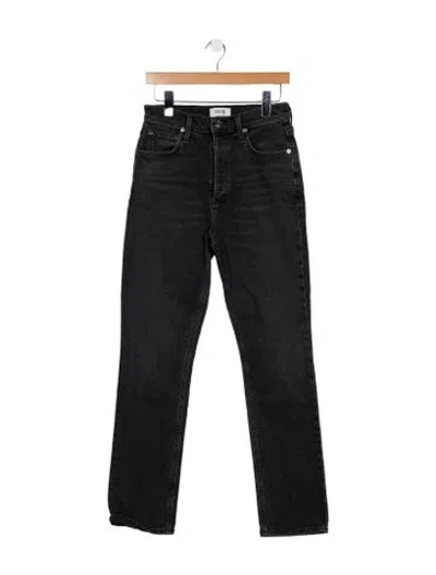 Pre-owned Agolde High-rise Straight Leg Jeans In Black