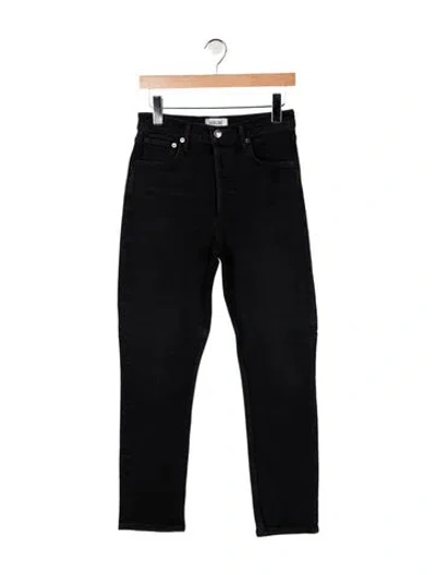 Pre-owned Agolde High-rise Straight Leg Jeans In Black