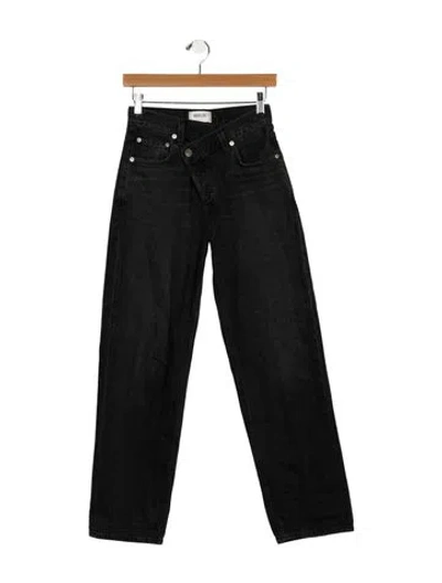 Pre-owned Agolde High-rise Straight Leg Jeans In Black