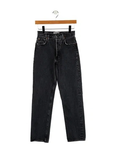 Pre-owned Agolde High-rise Straight Leg Jeans In Black