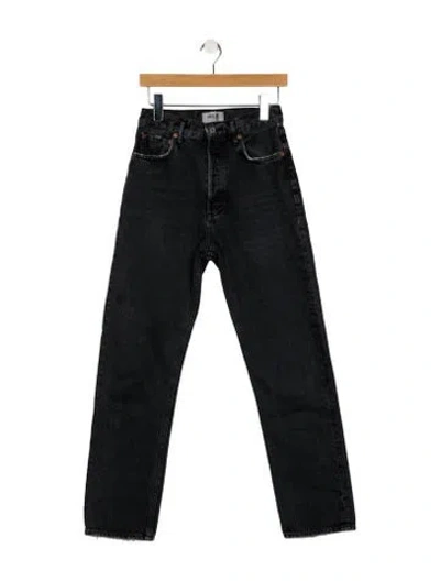 Pre-owned Agolde High-rise Straight Leg Jeans In Black