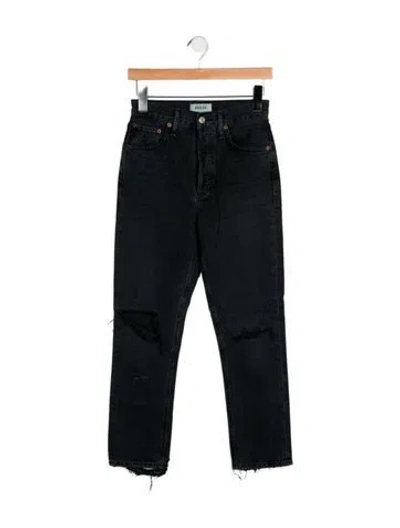 Pre-owned Agolde High-rise Straight Leg Jeans In Black