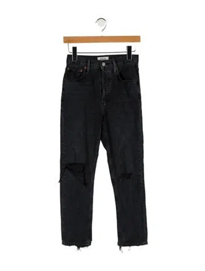 Pre-owned Agolde High-rise Straight Leg Jeans In Black