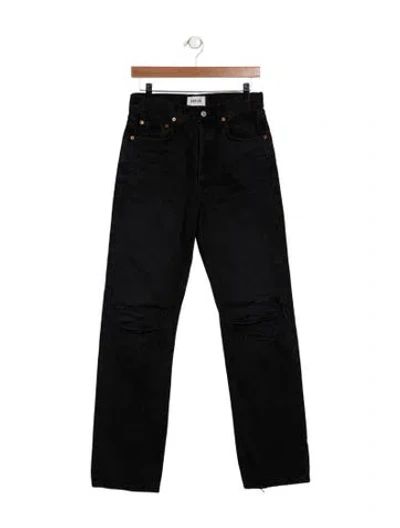 Pre-owned Agolde High-rise Straight Leg Jeans In Black
