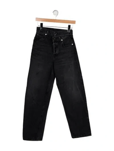 Pre-owned Agolde High-rise Straight Leg Jeans In Black