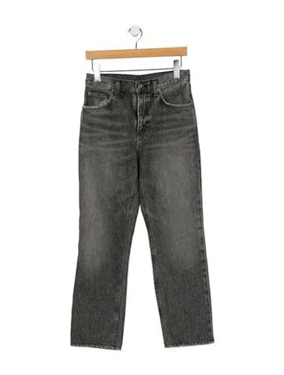 Pre-owned Agolde High-rise Straight Leg Jeans In Black
