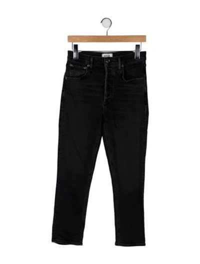 Pre-owned Agolde High-rise Straight Leg Jeans In Black