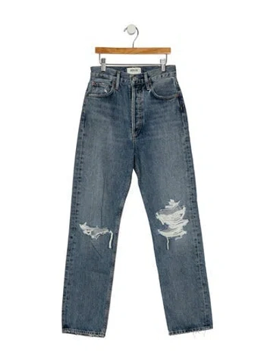 Pre-owned Agolde High-rise Straight Leg Jeans In Black