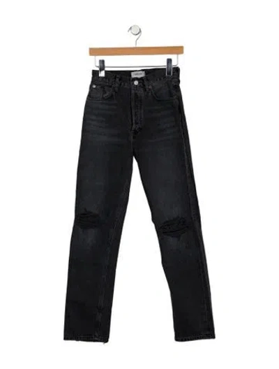 Pre-owned Agolde High-rise Straight Leg Jeans In Black