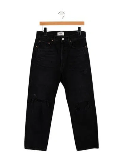 Pre-owned Agolde High-rise Straight Leg Jeans In Black