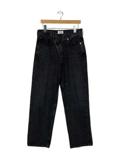 Pre-owned Agolde High-rise Straight Leg Jeans In Black