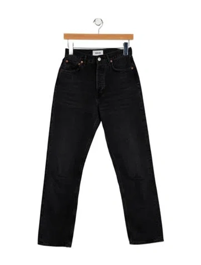 Pre-owned Agolde High-rise Straight Leg Jeans In Black