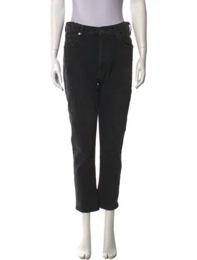 Pre-owned Agolde High-rise Straight Leg Jeans In Black