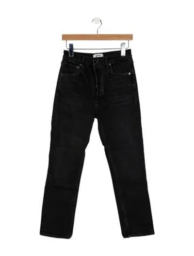 Pre-owned Agolde High-rise Straight Leg Jeans In Black