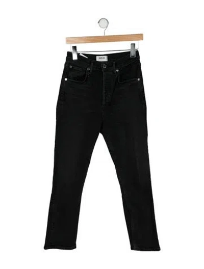 Pre-owned Agolde High-rise Straight Leg Jeans In Black