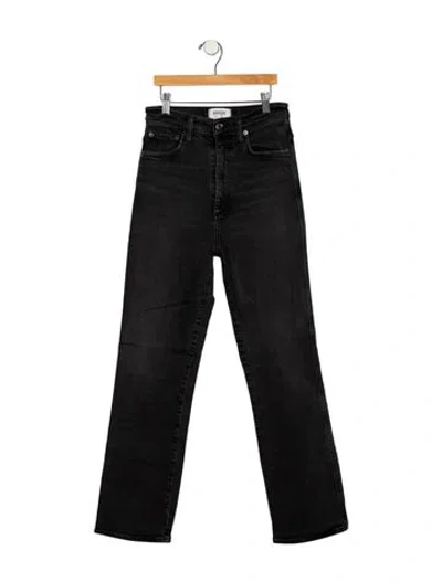 Pre-owned Agolde High-rise Straight Leg Jeans In Black