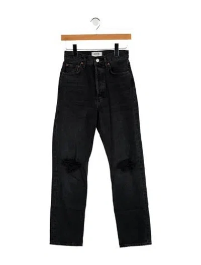 Pre-owned Agolde High-rise Straight Leg Jeans In Black