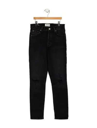 Pre-owned Agolde High-rise Straight Leg Jeans In Black