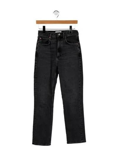 Pre-owned Agolde High-rise Straight Leg Jeans In Black