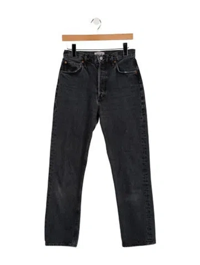 Pre-owned Agolde High-rise Straight Leg Jeans In Black