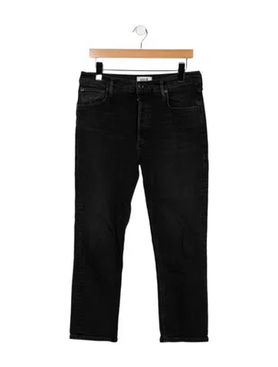 Pre-owned Agolde High-rise Straight Leg Jeans In Black