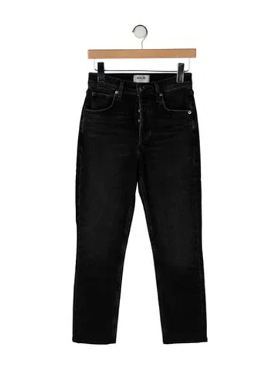 Pre-owned Agolde High-rise Straight Leg Jeans In Black