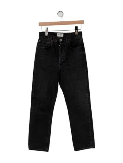 Pre-owned Agolde High-rise Straight Leg Jeans In Black
