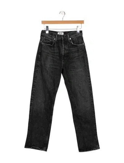 Pre-owned Agolde High-rise Straight Leg Jeans In Black