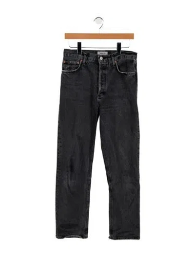 Pre-owned Agolde High-rise Straight Leg Jeans In Black