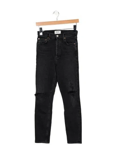 Pre-owned Agolde High-rise Straight Leg Jeans In Black
