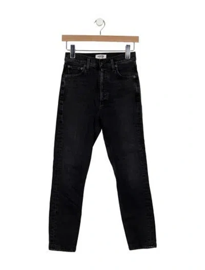 Pre-owned Agolde High-rise Straight Leg Jeans In Black