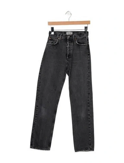 Pre-owned Agolde High-rise Straight Leg Jeans In Black