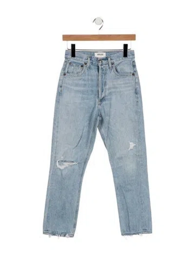 Pre-owned Agolde High-rise Straight Leg Jeans In Black
