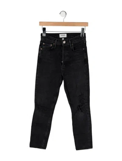Pre-owned Agolde High-rise Straight Leg Jeans In Black