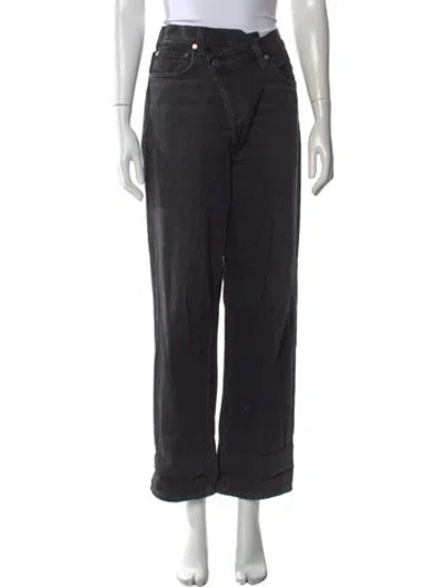 Pre-owned Agolde High-rise Straight Leg Jeans In Black