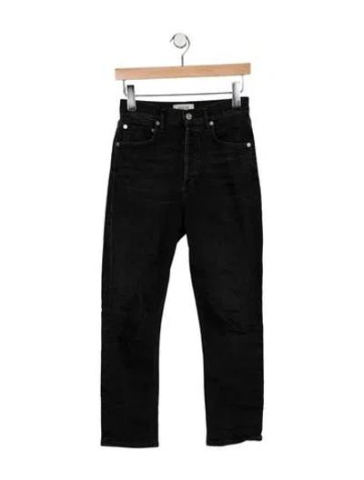Pre-owned Agolde High-rise Straight Leg Jeans In Black